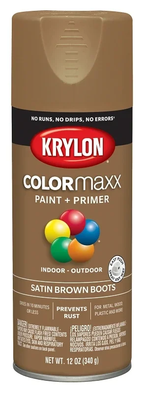 Colormaxx Satin Brown Boots Spray Paint And Primer, 12 Ounce Can