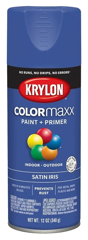 Colormaxx Satin Iris Spray Paint And Primer, 12 Ounce Can