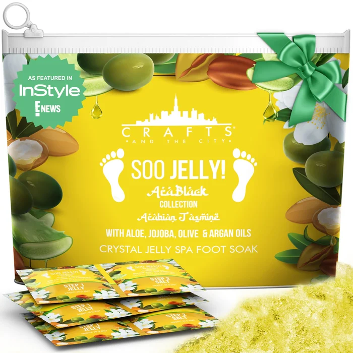 Crafts And The City SOO Jelly Pedicure Packs – Pedicure Foot Soak For Dry Feet – Moisturizing Jelly Spa Pedi Soak – Foot Spa Bath Soak Salts For Soaking -Gel To Relax Sore Feet (Arabian Jasmine)
