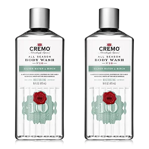 Cremo Rich-Lathering Silver Water & Birch Body Wash, A Revitalizing Combination of Glacier-Fed Streams and White Birch 16 Fl Oz (2-Pack)