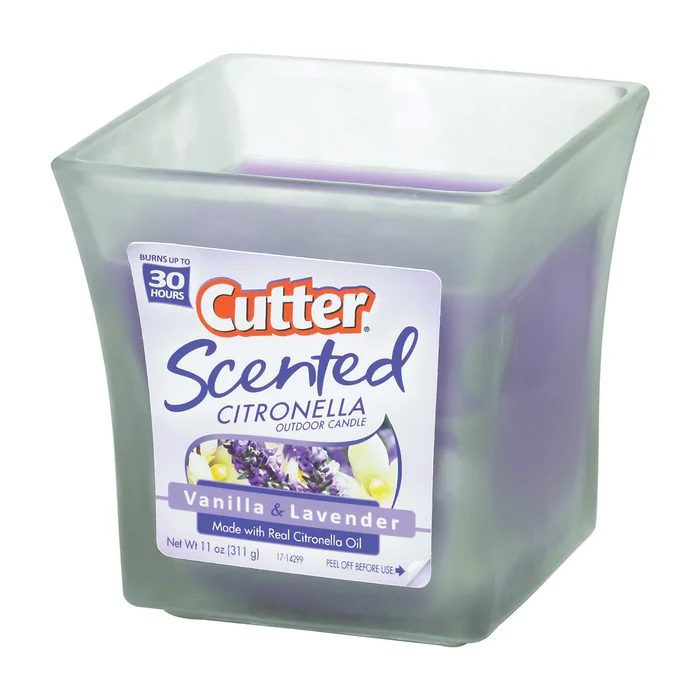Cutter HG-96154 Citronella Candle, Purple, Citronella, Lavender, Vanilla, 11 oz