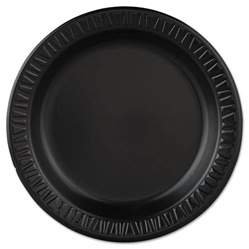 Dart Quiet Classic Laminated Foam Dinnerware Plate 9″ Dia Black 125/pack 4 Packs/Case