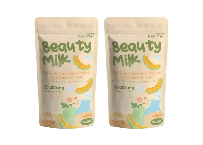 Dear Face 2 Packs Beauty Milk Japanese Collagen Melon Drink – 50,000mg Hydrolyzed Collagen