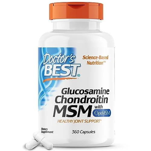 Doctor's Best Glucosamine Chondroitin Msm with OptiMSM Capsules, Joint Support Supplement Supports Healthy Joint Structure, Function & Comfort, Non-GMO, Gluten Free, Soy Free, 360 Count