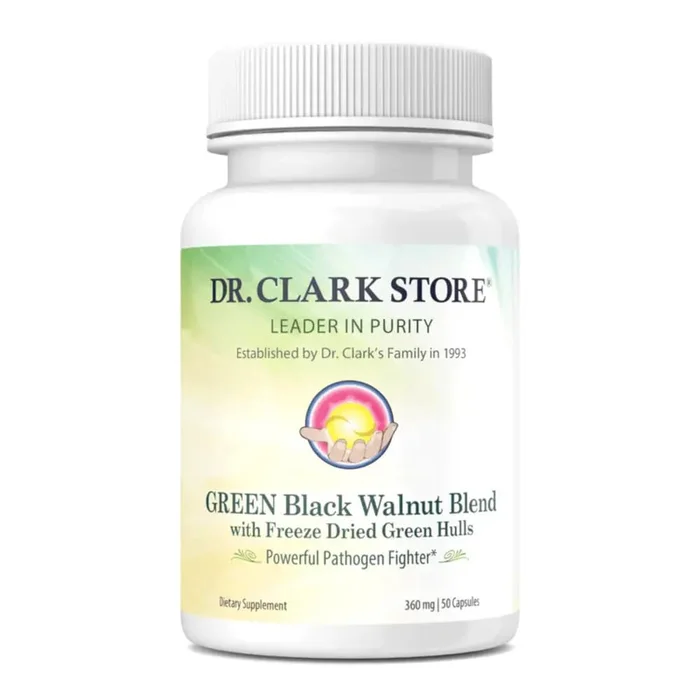 Dr Clark Green Black Walnut Blend – Freeze Dried Hull Dietary Supplement, Extra Strength Formula from All Natural Walnuts, Supports Healthy Intestinal Environment, 360mg, 50 Gelatin Capsules