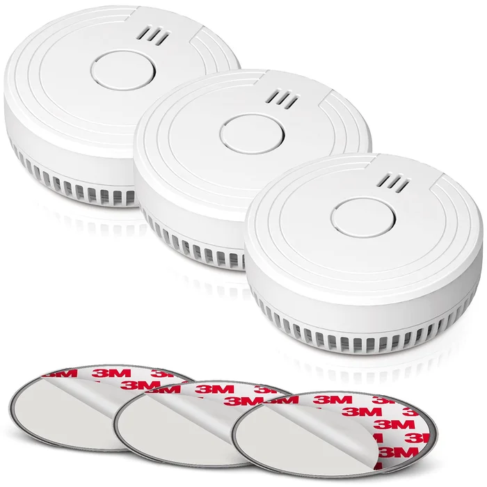 Ecoey Smoke Alarm Fire Detector with Photoelectric Technology and Low Battery Signal (Battery Include), Fire Alarm with Test Function for Home, Bedroom, FJ136GB, 3 Packs