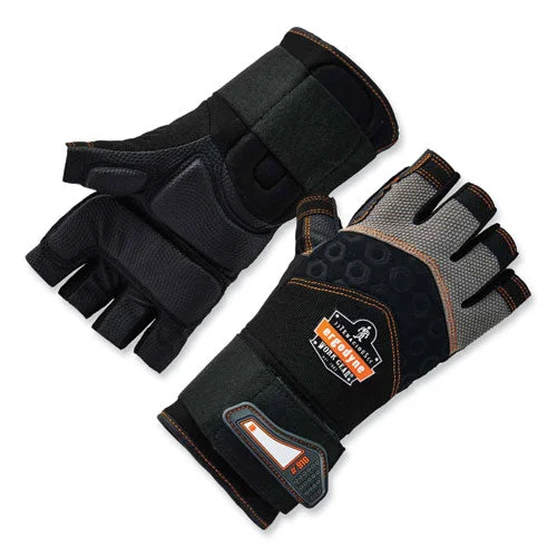 Ergodyne Proflex 910 Half-finger Impact Gloves + Wrist Support Black 2x-large Pair