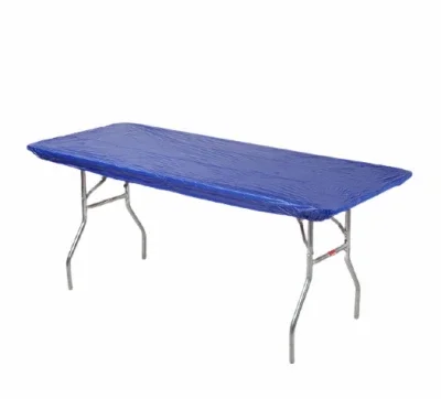 Fitted Table Cover, Blue Plastic, 30 X 96-in.