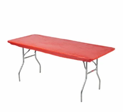 Fitted Table Cover, Red Plastic, 30 X 96-in.