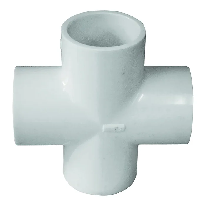 GENOVA 300 Series 34414 Pipe Cross, 1-1/4 in, Slip-Joint, PVC, White, SCH 40 Schedule