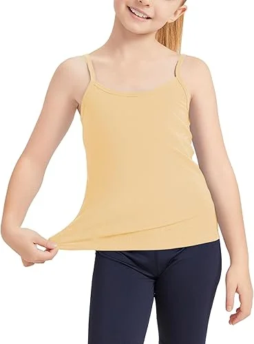 Girl’s Full Sleeveless Camisole Tank Tops Kids Comfort Breathable Dance Tank Tops(Ages 2T-12)