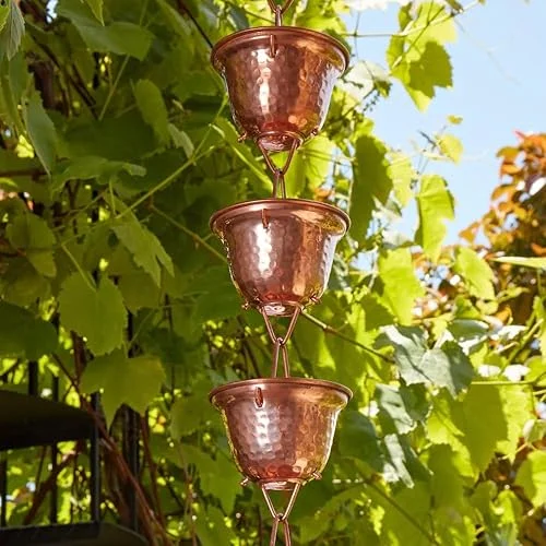 Gold & Garden Pure Copper Cups Rain Chain 7.5 ft
