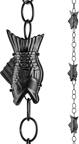Good Directions 487K-8 Fish Black Aluminum 8.5 ft Gutter Installation Clip Rain Chain