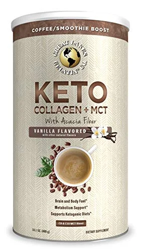 Great Lakes Wellness Keto Collagen Peptides Powder Vanilla Flavored – Beneficial Combo of Amino acids + MCTs, a nutritiously-Rich Non-Dairy Coffee Creamer or Smoothie Alt – 14.1 oz Canister