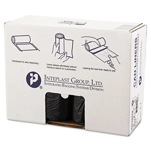 High-density Interleaved Commercial Can Liners, 45 Gal, 22 Microns, 40″ X 48″, Black, 25 Bags/roll, 6 Rolls/carton