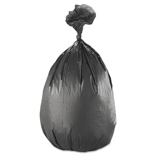 High-density Interleaved Commercial Can Liners, 60 Gal, 17 Microns, 38″ X 60″, Black, 25 Bags/roll, 8 Rolls/carton