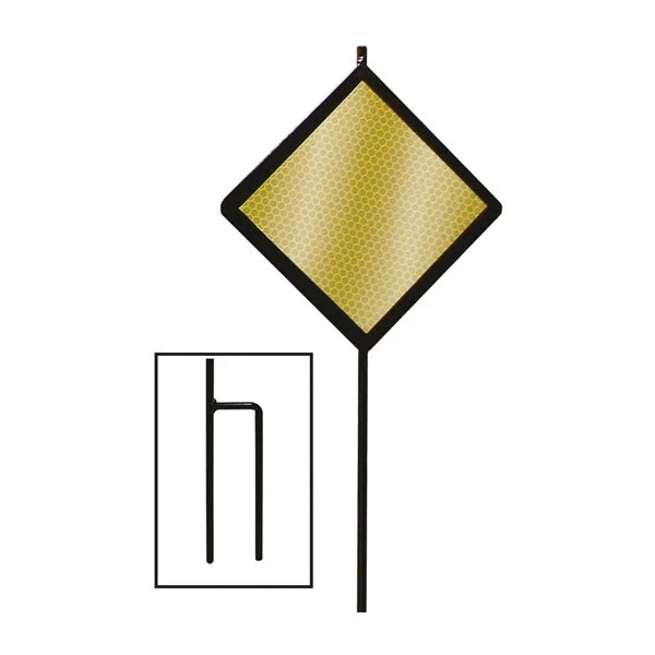 HY-KO DMD80048A Road Marker, Steel Post, 6 in H Reflector, Amber Reflector