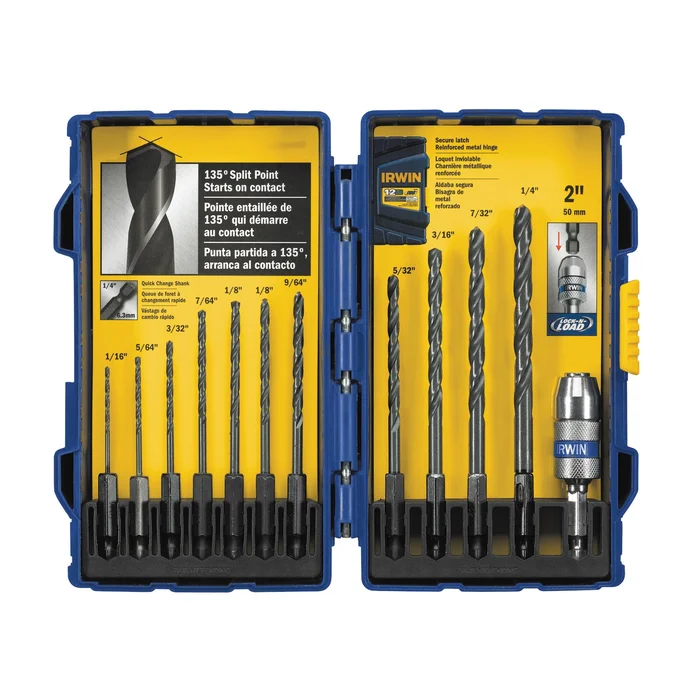 IRWIN 4935643 Impact Ready Drill Bit Set, 12-Piece, HSS, Black Oxide
