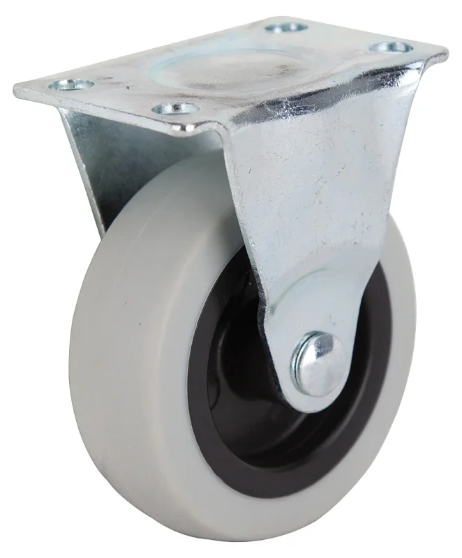 Jc-n02-g Rigid Caster, 3 In Dia Wheel, 24 Mm W Wheel, Thermoplastic Rubber Wheel, Gray, 130 Lb