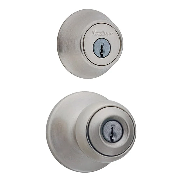 Kwikset 690P15CP6ALRCSK6 Deadbolt Security Set, Knob Handle, Polo Design, Satin Nickel, 3 Grade