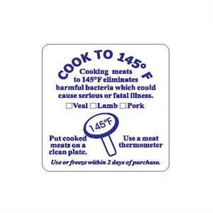 Label – Cook To 145 F (Veal/Lamb/Pork) Blue 1.25×1.25 In. 1M/Roll