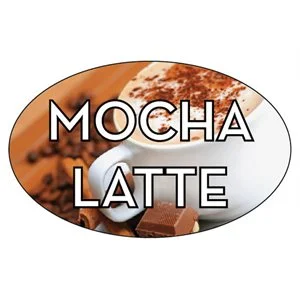 Label – Mocha Latte 4 Color Process 1.25×2 In. Oval 500/rl
