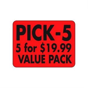 Label – PICK 55 For $19.99Value Black On Red 1.5×2.0 In. Tamper 500/Roll