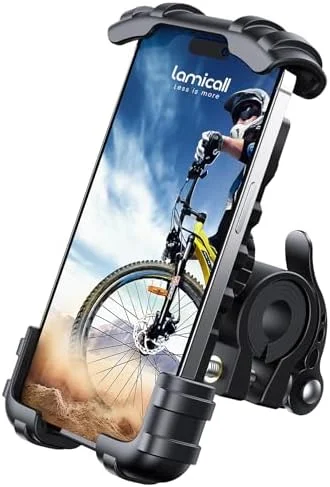 Lamicall Bike Phone Holder, Motorcycle Phone Mount – Motorcycle Handlebar Cell Phone Clamp, Scooter Phone Clip for iPhone 15 Pro Max/Plus, 14 Pro Max, S9, S10 and More 4.7" to 6.8" Smartphones