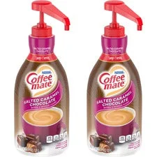 Liquid Creamer Pump Bottle, Salted Caramel, 1.5 Liter Pump Bottle, 2/carton
