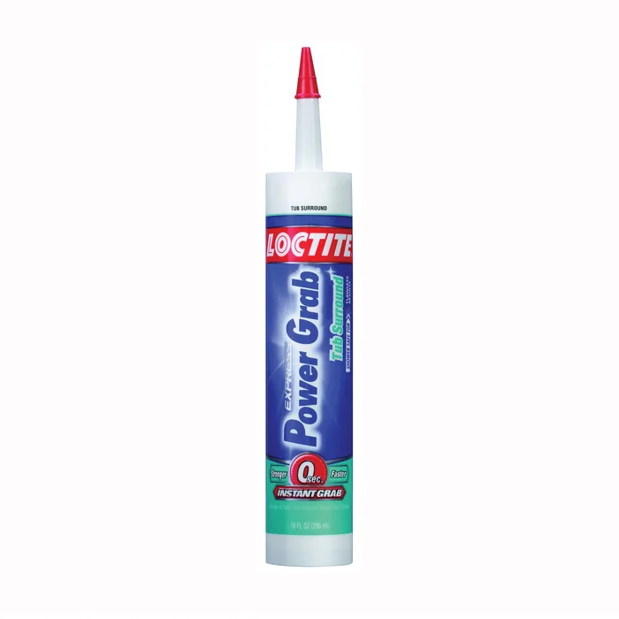 Loctite Power Grab 2546759 Tub Surround Adhesive, Solid, Mild Acrylic, White, 10 oz Cartridge
