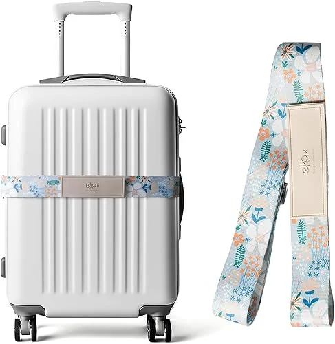 Luggage Straps for Suitcases,Adjustable Luggage Elastic Belt, Travel Essentials for Airport,Station, Vibrant Designs,(Kapok)