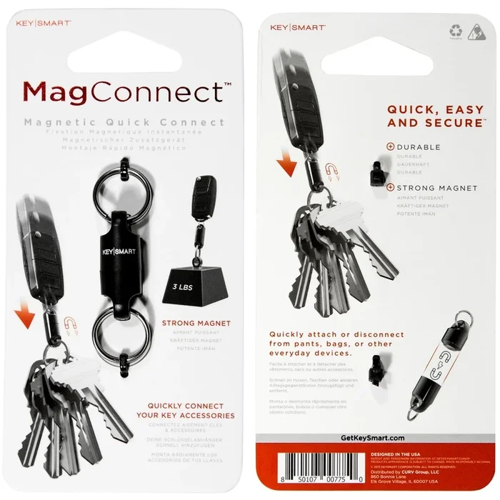 Magnetic Quick Connect Key Holder In Black Finish For Convenient Key Organization
