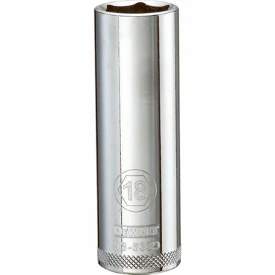 Metric Deep Socket, 6-point, 1/2 In. Drive, 18mm