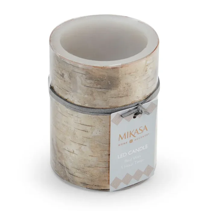Mikasa LED Wax Pillar Candle Birch 3×4 inch