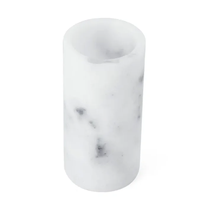 Mikasa LED Wax Pillar Grey White Marble