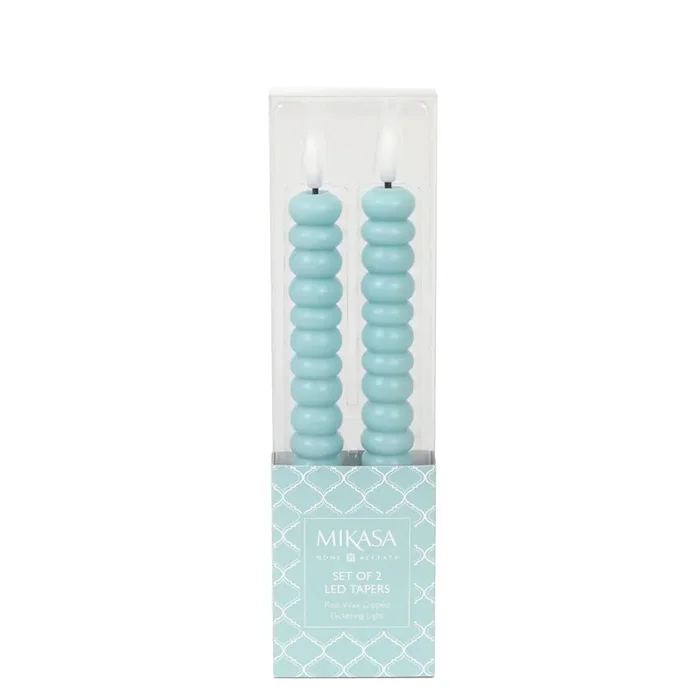 Mikasa Set of 2 Blue LED Wax Taper Candles