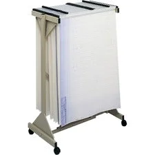 Mobile Plan Center Sheet Rack, 18 Hanging Clamps, 43.75w X 20.5d X 51h, Sand