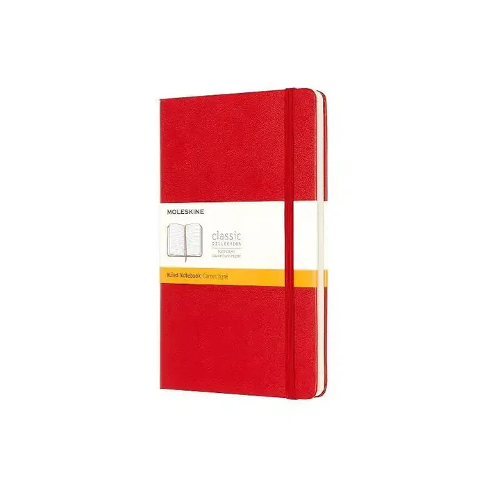 Moleskine Lined Professional Journal Large Red Hard Classic Ruled Notebook, 5×8.25″, 240 Pages, Acid-Free, Elastic Closure