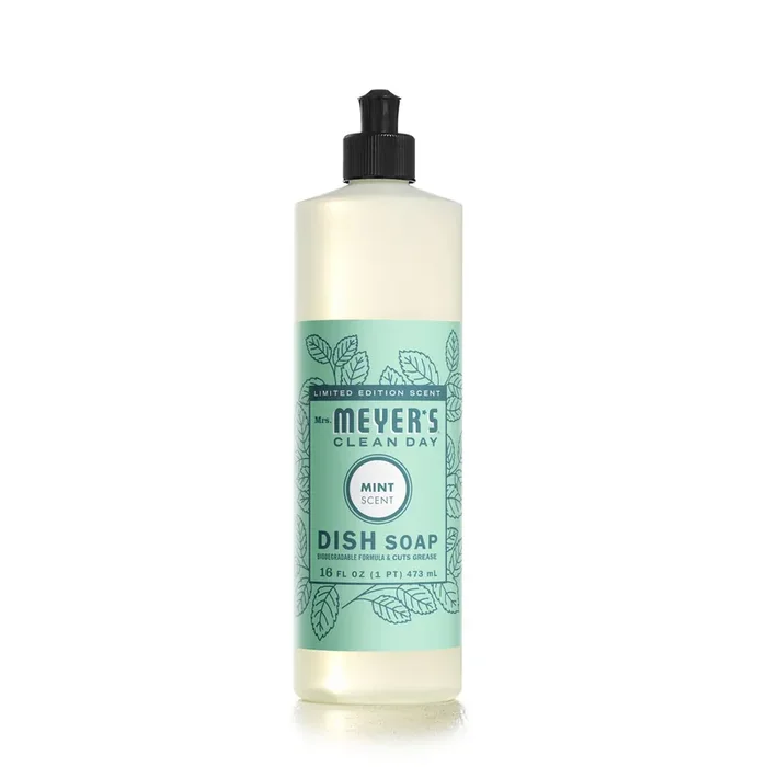Mrs. Meyer‘s Clean Day Liquid Dish Soap, Mint Scent, 16 Ounce Bottle