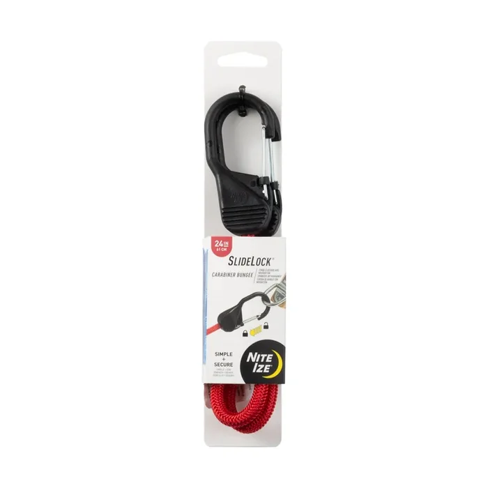Nite Ize SlideLock Carabiner Bungee – 24 in. – Red