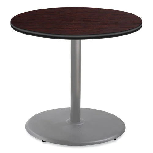 NPS Cafe Table 36″ Diameterx30h Round Top/base Mahogany Top Gray Base