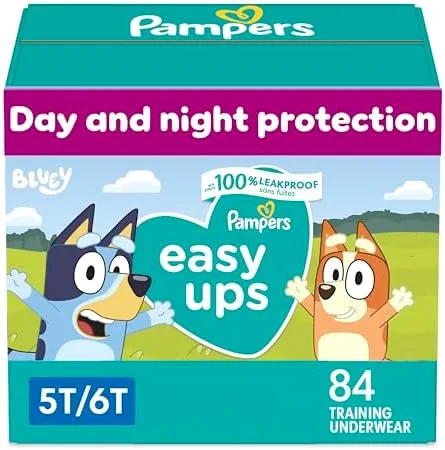 Pampers Easy Ups Boys & Girls Bluey Potty Training Pants – Size 5T-6T, One Month Supply (84 Count), Training Underwear (Packaging May Vary)