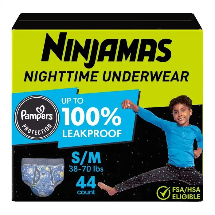 Pampers Ninjamas Nighttime Bedwetting Boys‘ Underwear – Size S/M – 44ct
