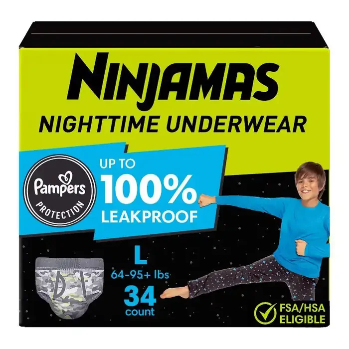 Pampers Ninjamas Nighttime Bedwetting Underwear Boy – Size L/XL – 34ct