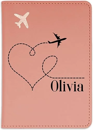 Personalized Passport Holder Cover Case with Custom Name – Custom Travel Wallet Passport Protector – Travel Accessories – Family Passport Wallet for Men & Women – Pink