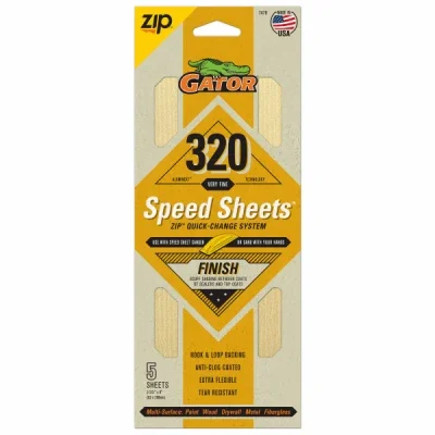 Premium Sanding Speed Sheets, Hook And Loop, 320 Grit, 3-2/3 X 9-in., 5-pk.