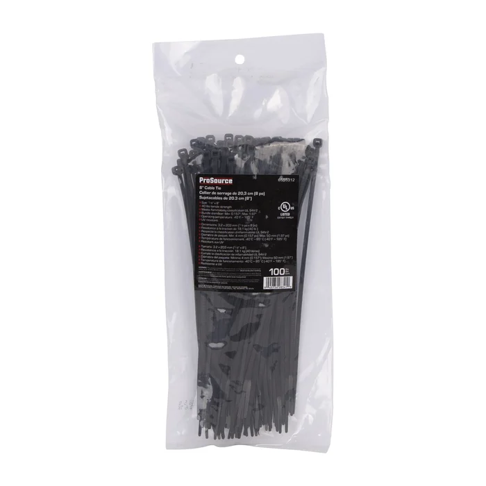ProSource CV200SW-1003L Cable Tie, 50 mm Max Bundle Dia, Self-Lock Locking, Nylon, Black
