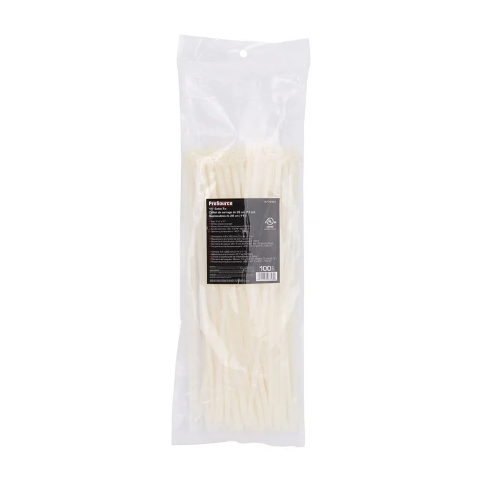 ProSource CV280-1003L Cable Tie, 70 mm Max Bundle Dia, Self-Lock Locking, Nylon, Clear