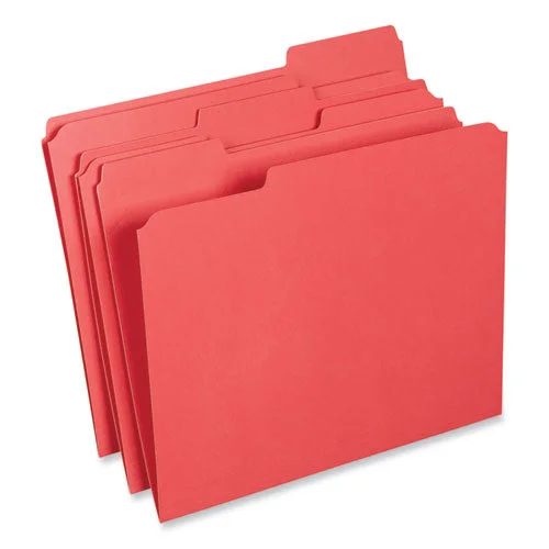 Reinforced Top-tab File Folders, 1/3-cut Tabs: Assorted, Letter Size, 1″ Expansion, Red, 100/box