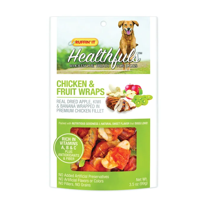 Ruffin'It 08302 Wholesome Dog Treat, 3.5 oz, Ingredients: Kiwi and Banana Wrapped in Premium Chicken Fillet
